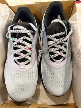 On Running Women's Athletic Shoes - Light Gray, Black, Green Accents